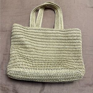 H&M Elegant Cream Woven Tote Bag